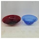 Red and Blue Glass Bowls