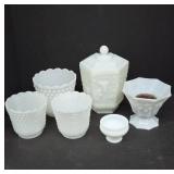White Milk Glass Decorative Dish Set
