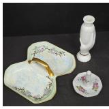 Hand-Painted Dish and Milk Glass Items