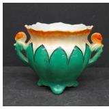 Porcelain Vase with Green Glaze and Handles