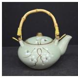 Decorative Porcelain Teapot with Bamboo Handle
