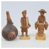 Wood Figures and Decorated Gourd