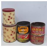 Vintage Coffee Tins With Advertising Designs