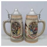 Anheuser-Busch Ceramic Steins With Pewter Lids