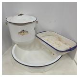 Enamelware Basin, Pan, and Federal Pot
