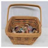 Vintage Wooden Spools w/Basket