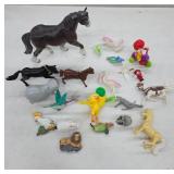 Variety of Plastic Toy Animals and Figures