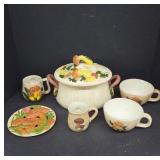 Arnel's Mushroom Ceramic Tureen and Dishware