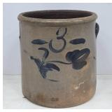 1800's 3 Gal Stoneware Crock with Blue Design