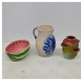 Ceramic Decorative Pieces Including Pitcher