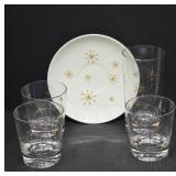Glassware with Gold Starburst Design
