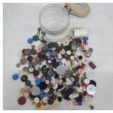 Glass Jar With Vintage Buttons