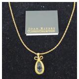 Joan Rivers Necklace With Clear Gem Pendant