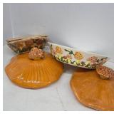 Mushroom Ceramic Bowls and Cookie Jar Lids