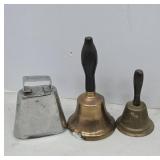 Metal and Brass Bells with Wooden Handles