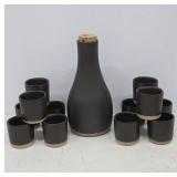 Signed Martz Ceramic Carafe and Cups