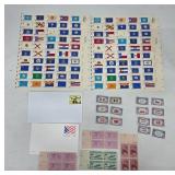 Unused Stamps Featuring Flags and Designs