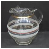 MCM Glass Pitcher With Gold Accent