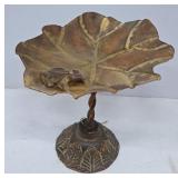 Metal Frog on Lotus Flower Stand
