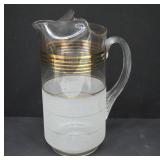 Clear Glass Pitcher With Gold Bands