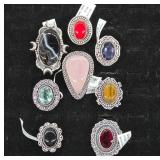 German Silver Rings With Gemstones