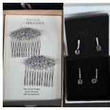 Silver-Plated Hair Combs and Earrings Set