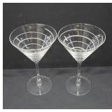 Etched Spiral Martini Glasses, 7.5' Tall