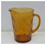 Amber Glass Pitcher With Diamond Pattern