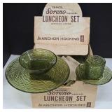 Anchor Hocking Avocado Green Soreno Luncheon Set