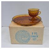 Amber Glass Snack Set with Original Box