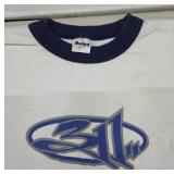 311 White Ringer T-Shirt with Blue Graphic