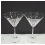 Etched Glass Martini Glasses with Polka Dots