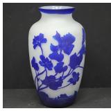 Blue and White Cameo Glass Vase