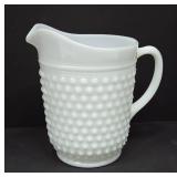 White Milk Glass Hobnail Pitcher