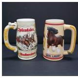 Budweiser and Bud Light Clydesdale Steins