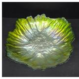 Green Iridescent Glass Bowl 14'