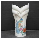 Japanese Fine China Vase with Peacock Design