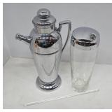 Chrome Cocktail Shaker and Mixer with Stir Stick