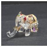 Glass Elephant Figurine with Gold Enhancements