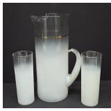 Frosted Glass Pitcher and Tall Glasses Set