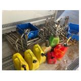 LOT OF FUEL CANS, LOCK BARS LOT OF FUEL CANS, LOCK BARS
