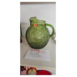 ANCHOR HOCKING GREEN GLASS PITCHER