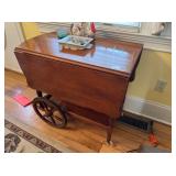 WOOD DROP LEAF ROLLING TEA CART