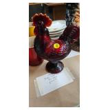 VINTAGE RUBY GLASS ROOSTER