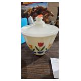 FIRE KING TULIP BOWL WITH LID
