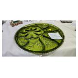 INDIANA GLASS GREEN EGG / RELISH PLATE