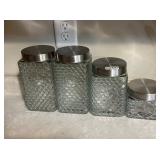 (4) GLASS ROOSTER CANISTERS (4) GLASS ROOSTER CANISTERS