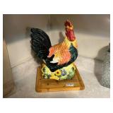 CERAMIC ROOSTER COOKIE JAR, SMALL CUTTING BOARD CERAMIC ROOSTER COOKIE JAR, SMALL CUTTING BOARD