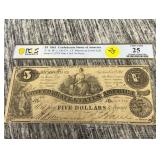 CONFEDERATE FIVE DOLLAR BILL