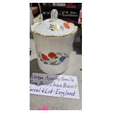 BISCUIT BARREL AND LID ENGLAND